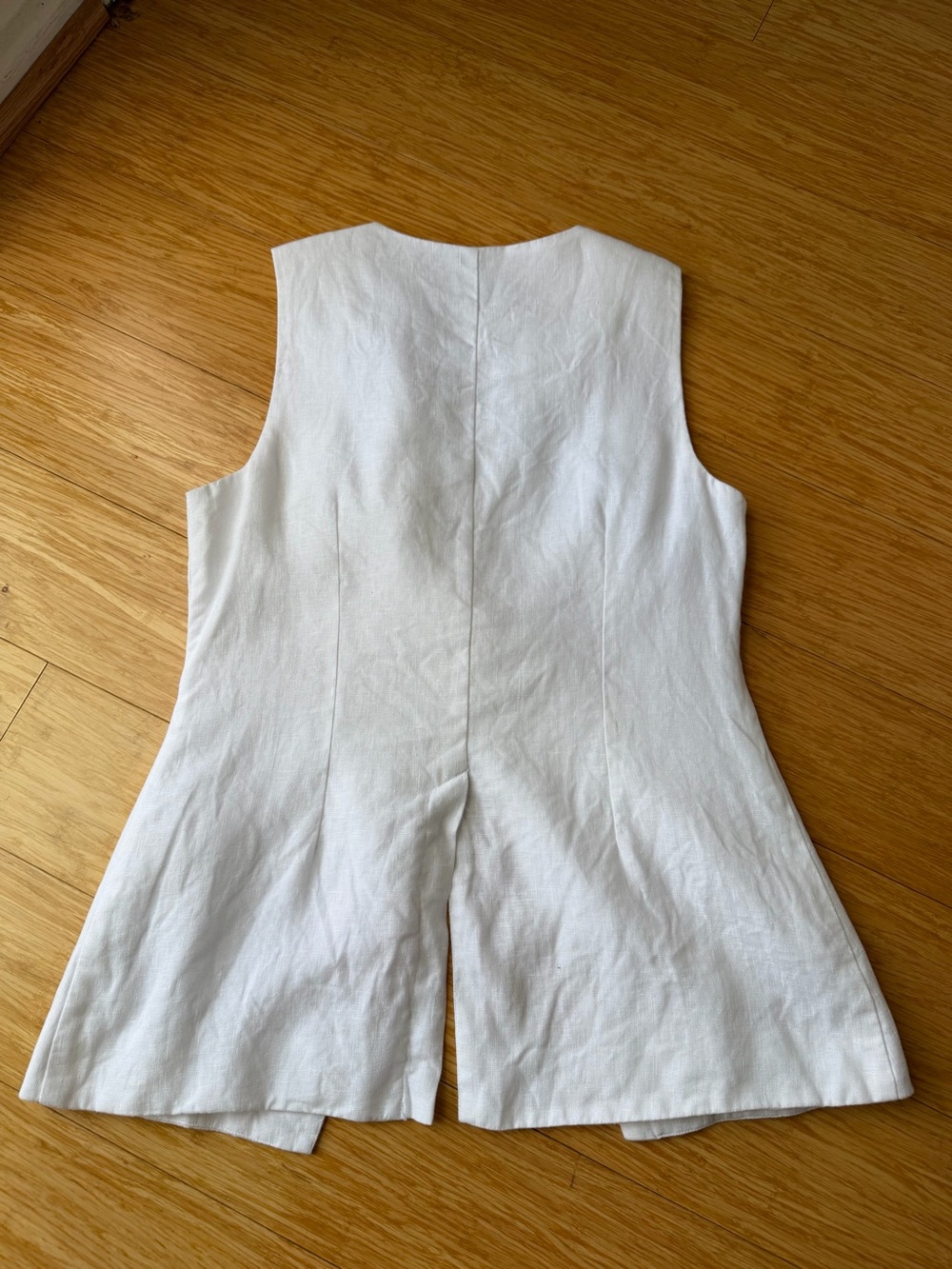 POSSE Gigi Gilet White Linen Asymmetric Long Vest Size Small - Picture 4 of 10